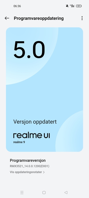 Hvis telefonen din er oppdatert, vil du se følgende skjermbilde