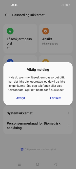 Velg Fortsett