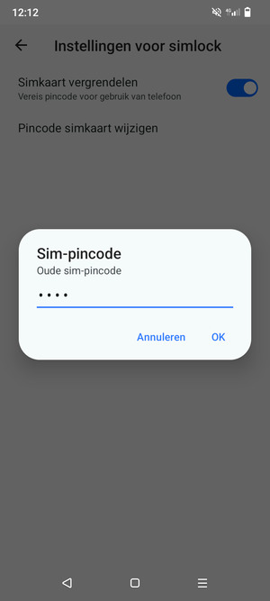 Voer uw Oude sim-pincode in en selecteer OK