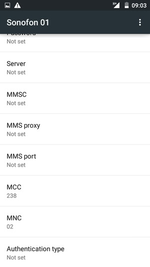 Scroll down and enter MMS information