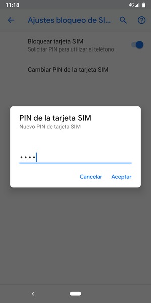 Introduzca su Nuevo PIN de tarjeta SIM y seleccione Aceptar