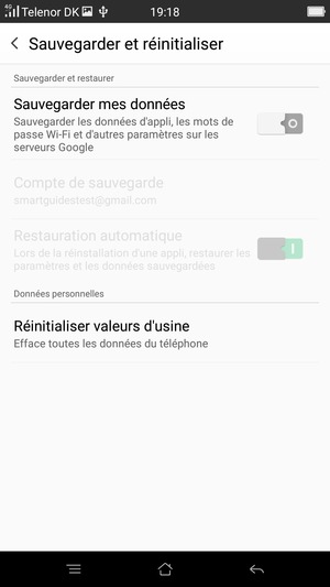Activer le Sauvegarder mes données