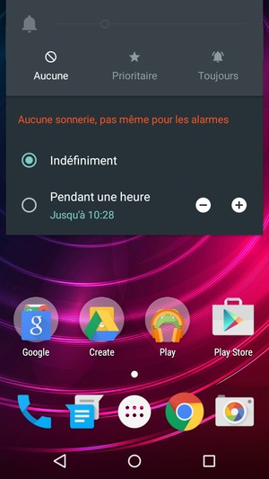 Sélectionnez Aucune pour passer en mode silencieux