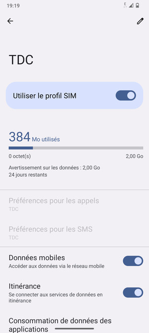 Activer ou désactiver Itinérance