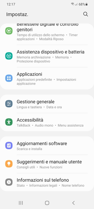 Scorri e seleziona Aggiornamenti software