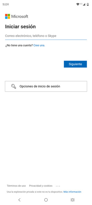 Introduzca su Dirección de correo electrónico y seleccione Siguiente