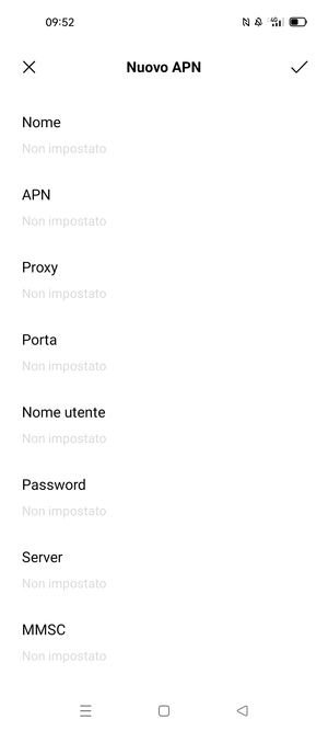 Inserisci le informazioni di Internet