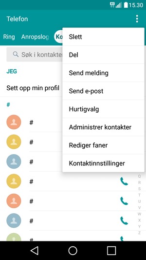 Velg Administrer kontakter