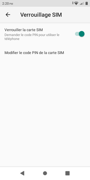 Sélectionnez Modifier le code PIN de la carte SIM