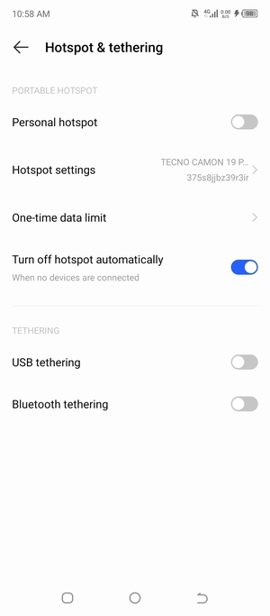 Select Hotspot settings