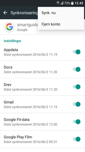 Vælg Synk. nu