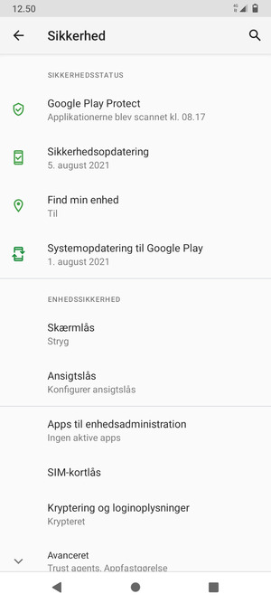 Scroll til og vælg SIM-kortlås