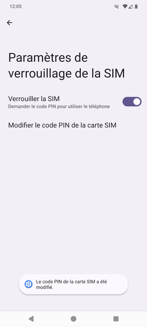 Votre code PIN de la carte SIM a été modifié