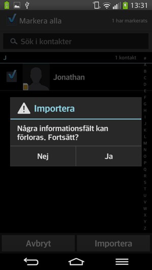 Välj Ja