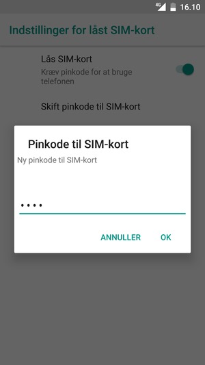 Indtast din Nye pinkode til SIM-kort og vælg OK