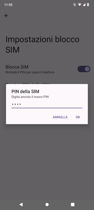 Conferma il nuovo SIM PIN e seleziona OK