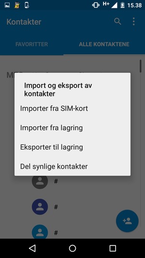 Velg Importer fra SIM-kort