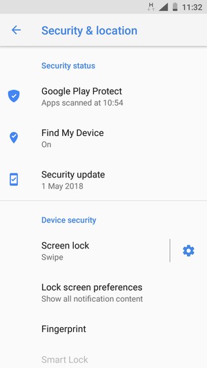To activate your screen lock, go to the Security & location menu and select Screen lock