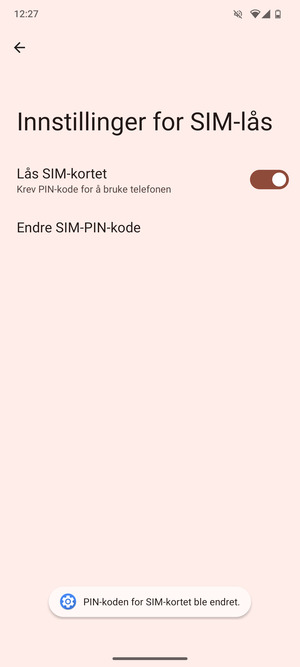 Din PIN-kode for SIM-kort er endret