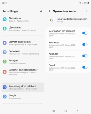 Forsikre deg om at Kontakter er valgt