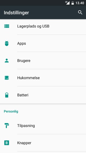 Scroll til og vælg Batteri