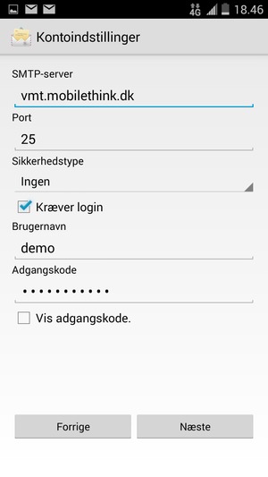 Indtast udgående serveradresse