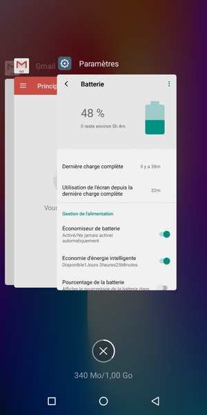 Sélectionnez l'icône Supprimer pour fermer toutes les applis en cours d'exécution