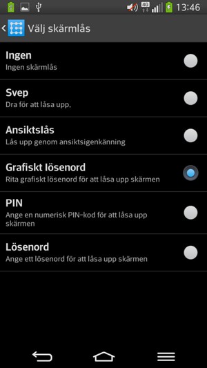 Välj Grafiskt lösenord