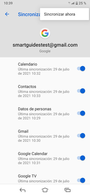 Seleccione Sincronizar ahora