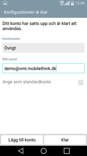 Ge ditt konto ett namn och ange ditt namn. Välj Klar