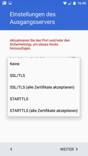 Wählen Sie Keine und WEITER