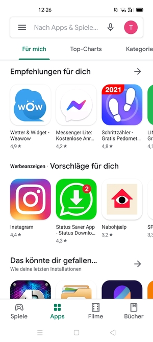 Wählen Sie die Suchleiste