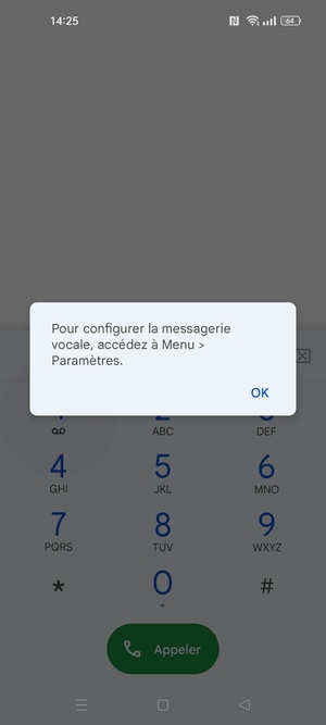 Si votre messagerie vocale n'est pas configurée, sélectionnez OK