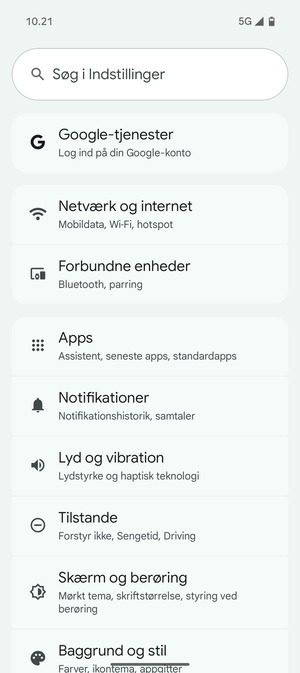 Vælg Netværk og internet