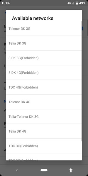 Seleccione un operador de red de la lista