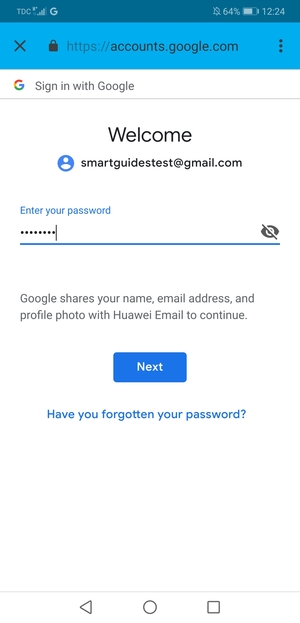Enter your Gmail password and select Next