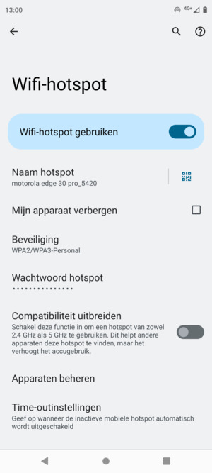 Uw telefoon is nu geïnstalleerd voor gebruik als modem