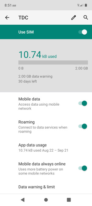 Turn Roaming on or off
