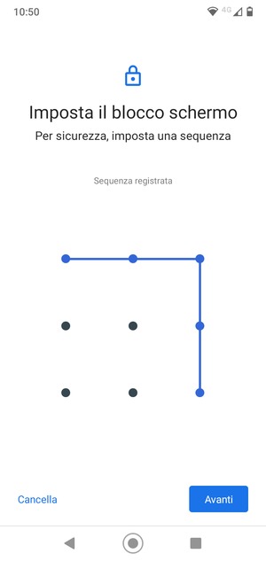 Disegna una sequenza di sblocco e seleziona Avanti
