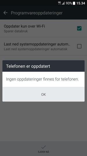 Hvis telefonen din er oppdatert, velg OK