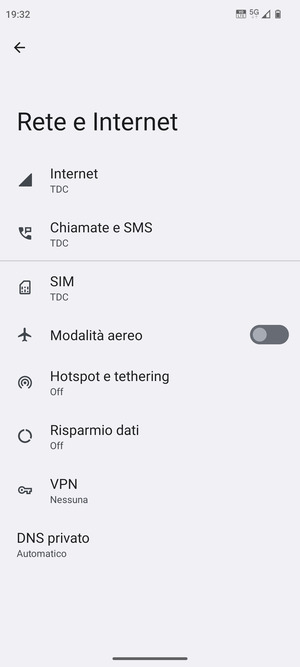 Seleziona Hotspot e tethering