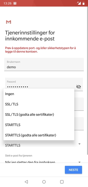 Velg Ingen og NESTE