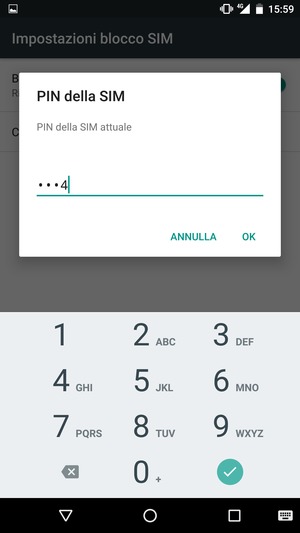 Inserisci PIN della SIM attuale e seleziona OK