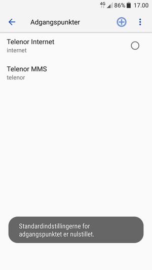Din telefon vil nulstille til standard internet- og MMS-indstillinger