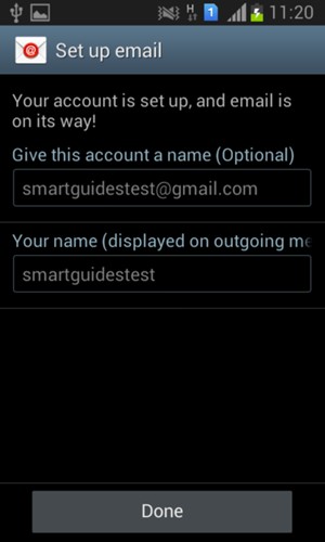 Give your account a name and enter your name. Select Done