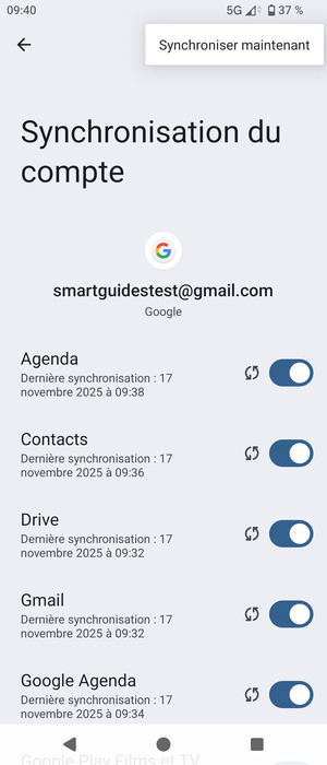 Sélectionnez Synchroniser maintenant