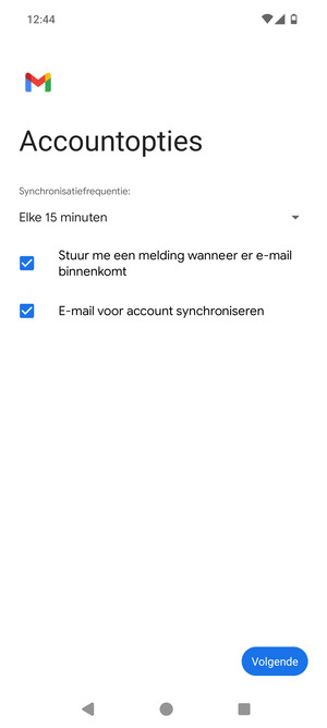 Selecteer Volgende