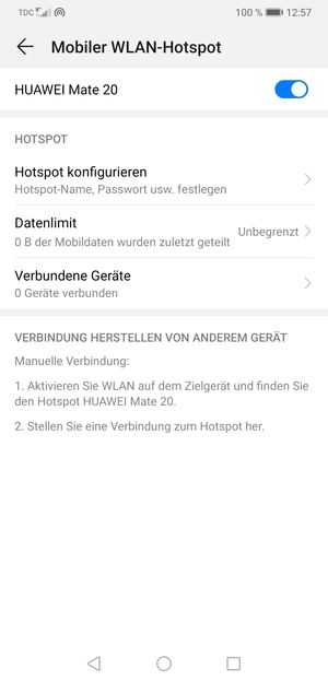 Ihr Handy ist jetzt für die Verwendung als Modem eingerichtet