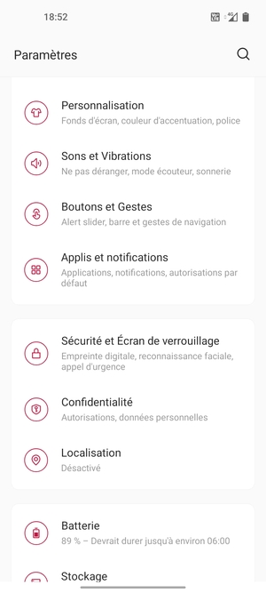 Faites défiler et sélectionnez Sécurite et Écran de verrouillage