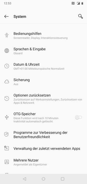 Wählen Sie Sicherung